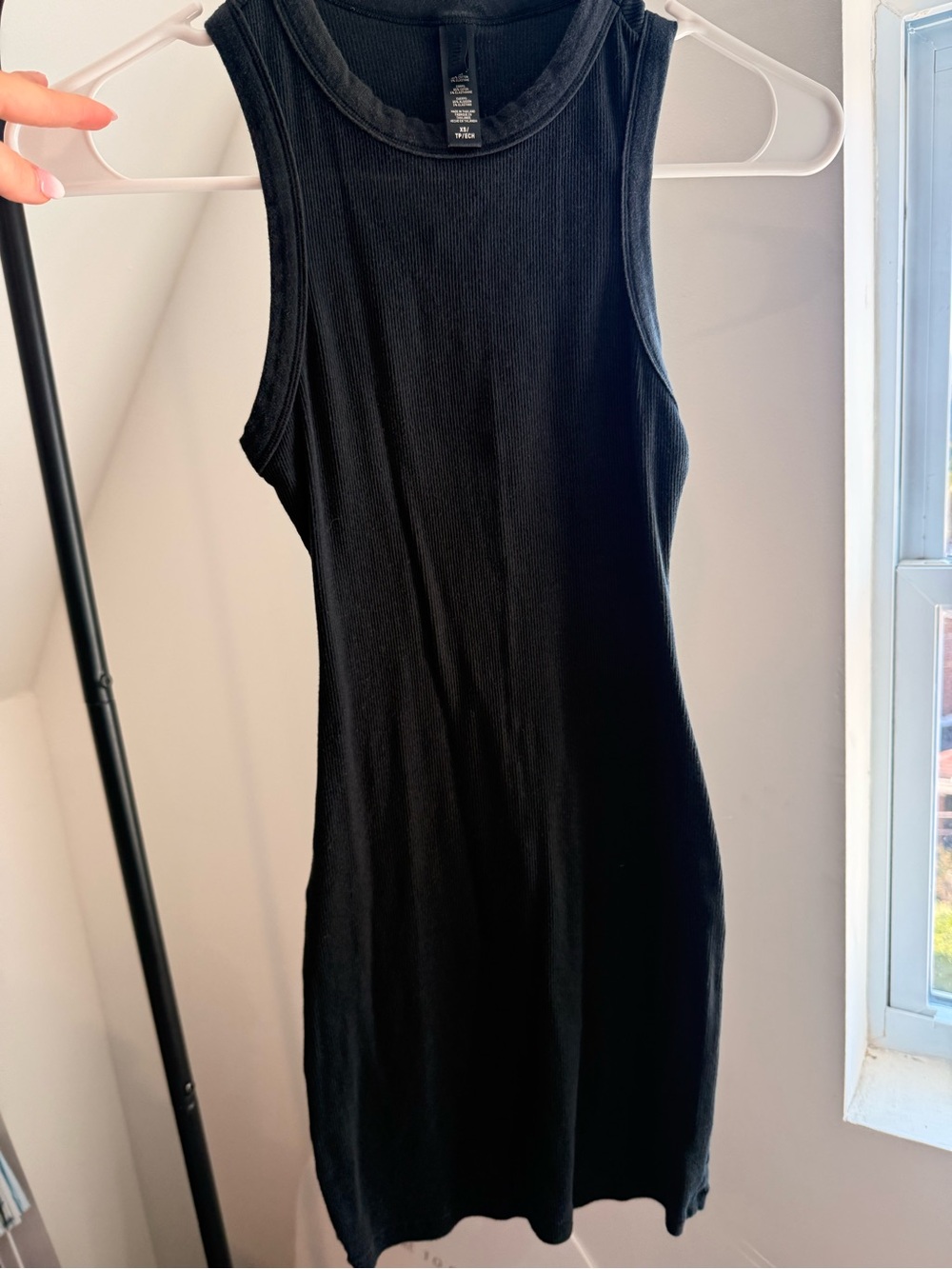 SKIMS Black Ribbed Tank Mini Dress